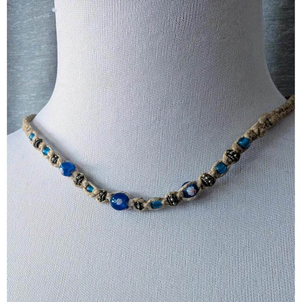 Vintage 90s Hemp Beaded Necklace